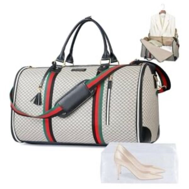 Convertible Garment Bag for Travel, Carry on Garment Duffel Bags with Shoe Pouch Weekender Bag for Men Women 2 in 1 Hanging Suitcase Suit for Business Trip, Vacation (Beige)