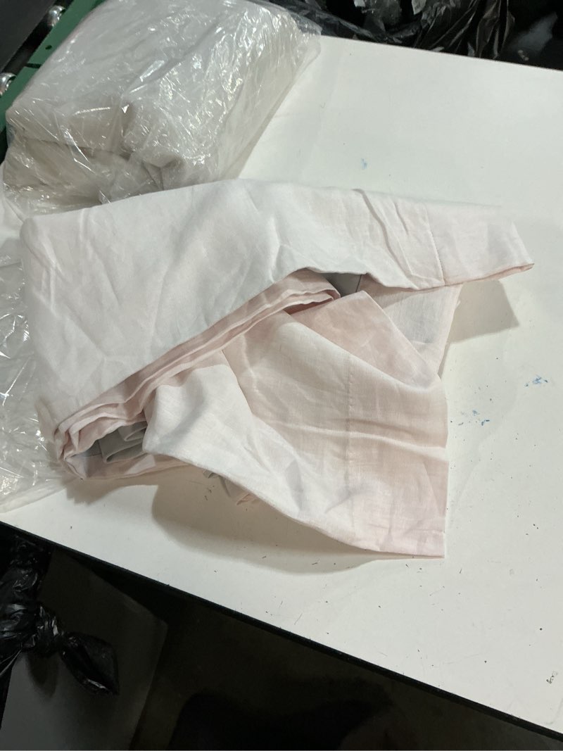 Condition photo showing As Is for quince european linen true blackout curtain - single panel 1 bintage blush 48 in x 84 in 