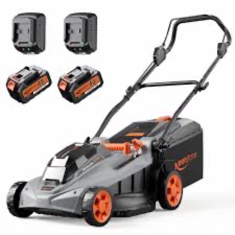 Keenstone 13" Cordless Lawn Mower, Push Mower with 5 Height Adjustments and 9 Gal Collection Bag for