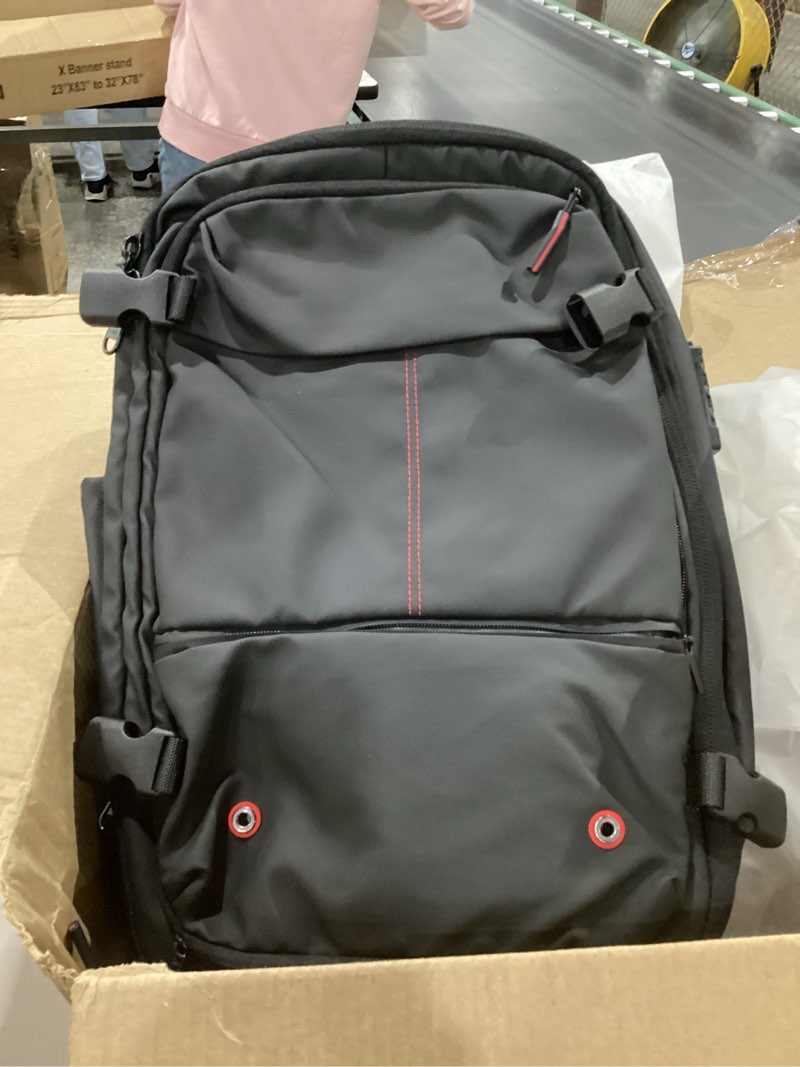 Condition photo showing As Is for IKYWT Vacuum Seal Backpack Travel 60L Expandable Backpack with Compression System, TSA Lock Water Resistant Carry-On Backpack (with Pump) Black 60L (External Pump)2 pcs