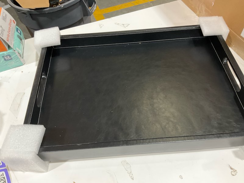 Condition photo showing As Is for black leather tray