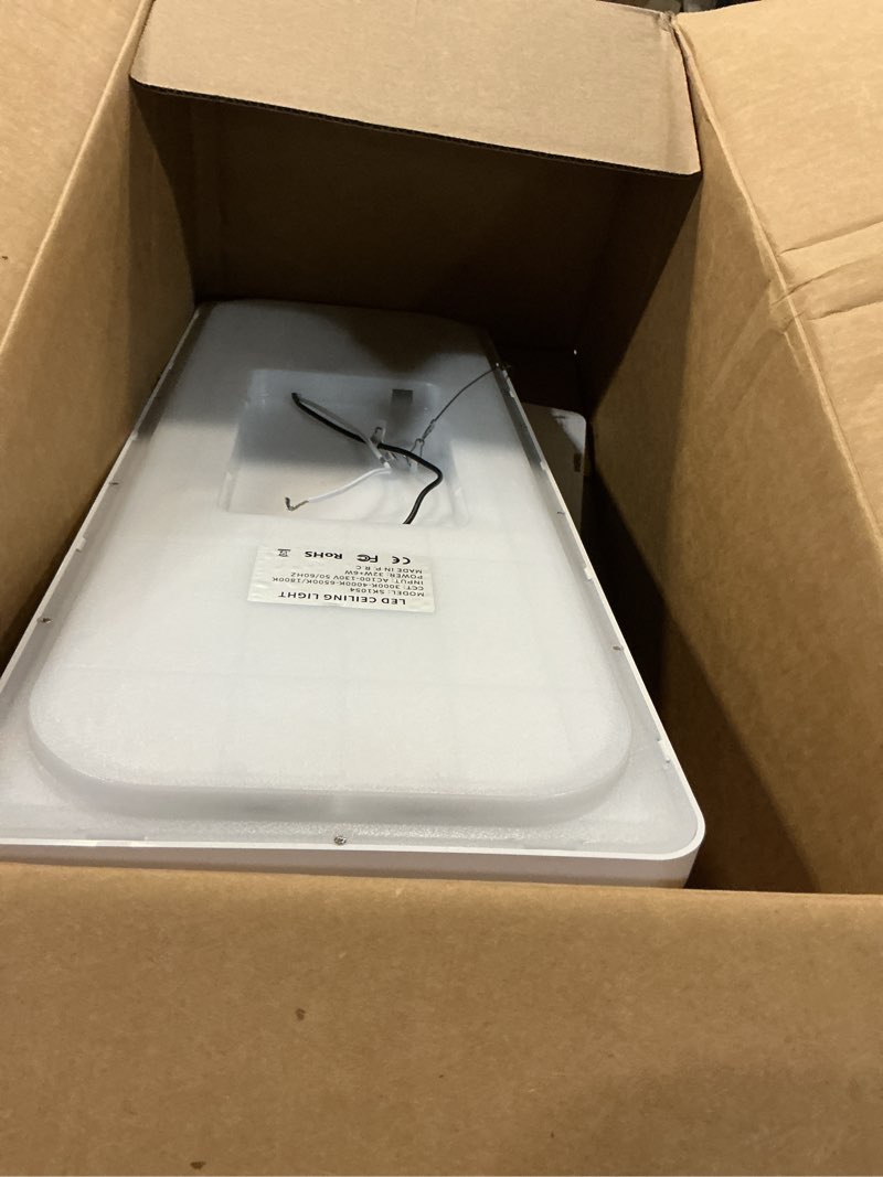 Condition photo showing As Is for 23 Inch RGB LED Flush Mount Ceiling Light with Remote, Close to Ceiling Light Fixture, 32W+7W Backlight, 3200LM Dimmable Color Changing Low Profile Rectangle, White, for Bedroom Kids Room Party RGB Dimmable