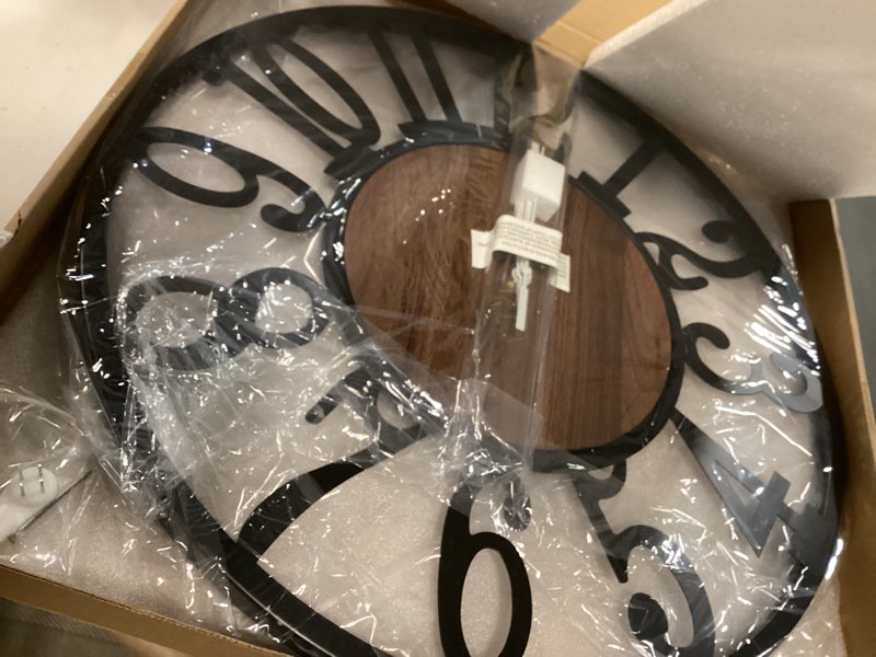 Condition photo showing Good Condition for 20 Inch Large Metal Wall Clock with Voice and Light Sensor Night Light, Glow in The Dark Non-Ticking Silent Battery Operated Decorative Oversized Wall Clock for Bedroom Living Room Decor Dark Brown - Arabic Numbers 20inch (50cm)
