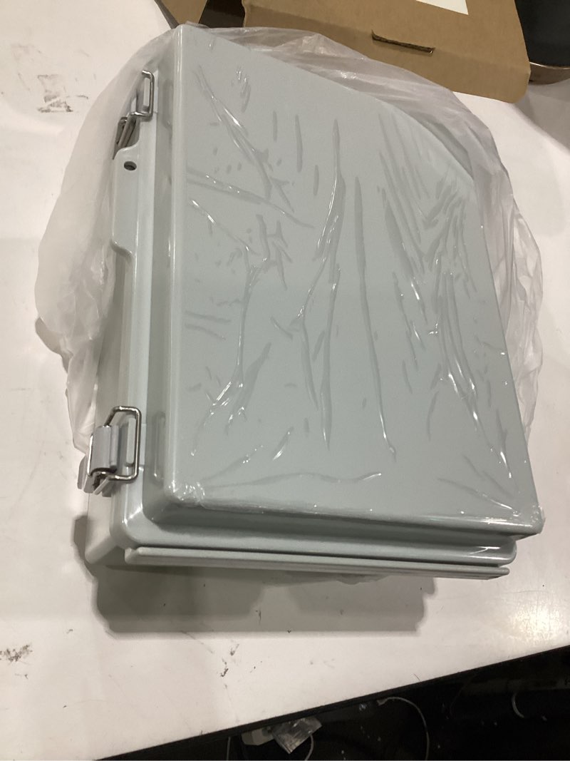 Condition photo showing Good Condition for ip67 outdoor electrical junction box waterproof 8.7''x6.7''x4.3 | weatherproof enclosure with aluminum din rail & mounting plate for wifi, solar, irrigation, pool, security camera diy grey 8.6''×6.7''×4.3''