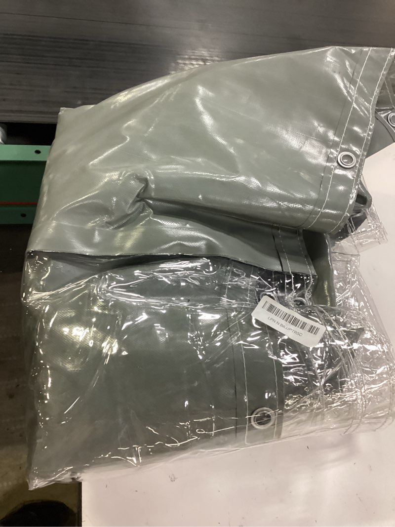 Condition photo showing Good Condition for clear vinyl curtains with zippered entry, 23oz heavy duty waterproof anti-uv and tear-resistant tarpaulin with grommets, weatherproof panels for porch, pergola, gazebo, balcony, patio, enclosure gray (double zipper) 10'h x 10'w