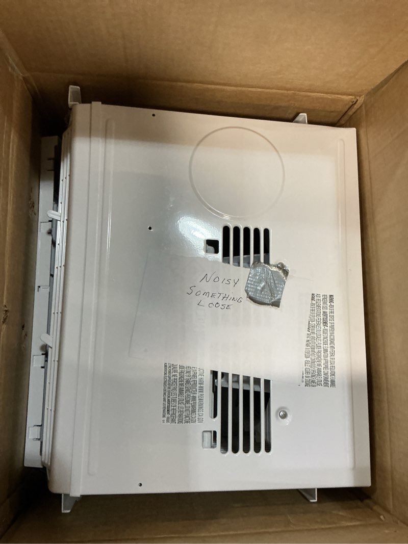 Condition photo showing As Is for amazon basics 6000-btu window air conditioner with quiet operation, up to 250 sqf, cool and fan functions, washable filter, adjustable window kit, digital temperature display, remote control, white