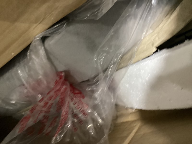 Condition photo showing As Is for Full Upholstered LED Bed Frame with 2 Storage Drawers and Adjustable Chic Double Wavy Headboard, Velvet Prince Platform Bed with Charing Station, Solid Wood Slats Support,No Box Spring Needed,Grey Grey Full