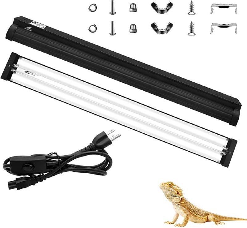jhgkegke t8 uvb reptile light fixture ho uvb bulb lighting combo kit, 10.0 uvb light for reptiles te