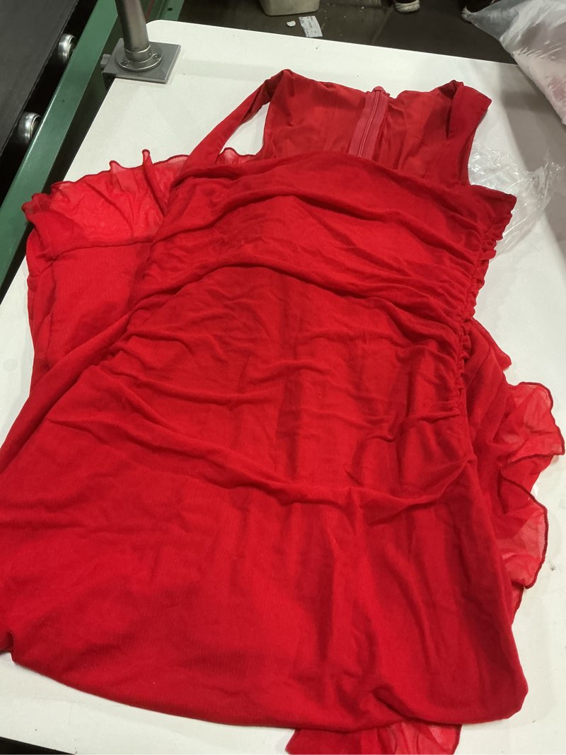 Condition photo showing New/Like New for BORIFLORS Women's Sexy Ruched Bodycon Midi Dresses Square Neck Sleeveless Ruffle Hem Club Party Tank Dress M