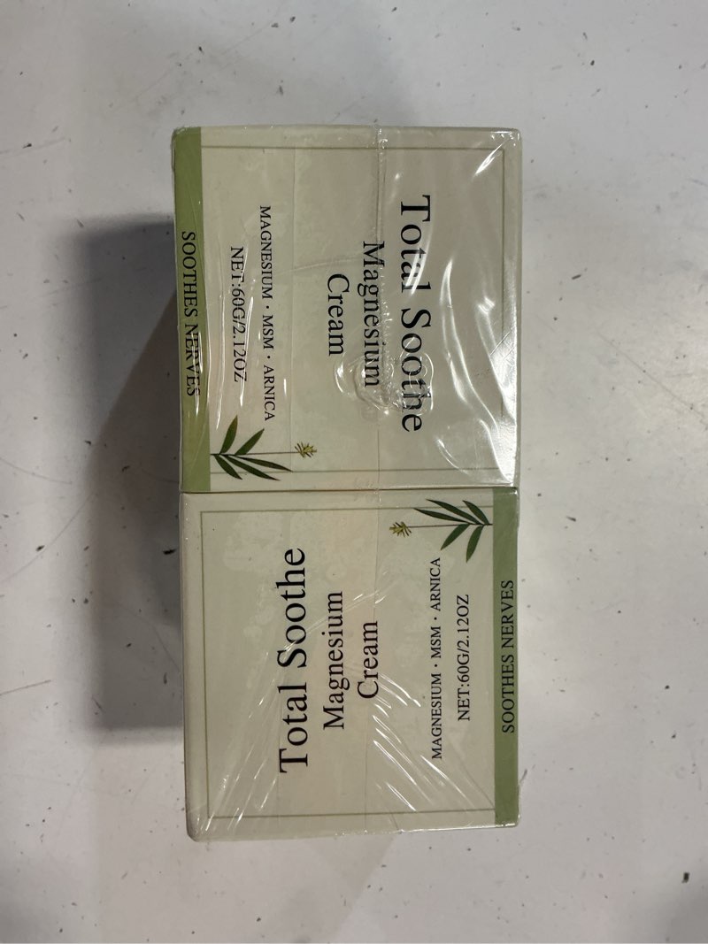 Condition photo showing New/Like New for exp. 02/25/2029 total relief magnesium cream - fast-absorbing joint & muscle comfort cream with msm & arnica - non-greasy mineral delivery formula for ultimate relief(2pcs)