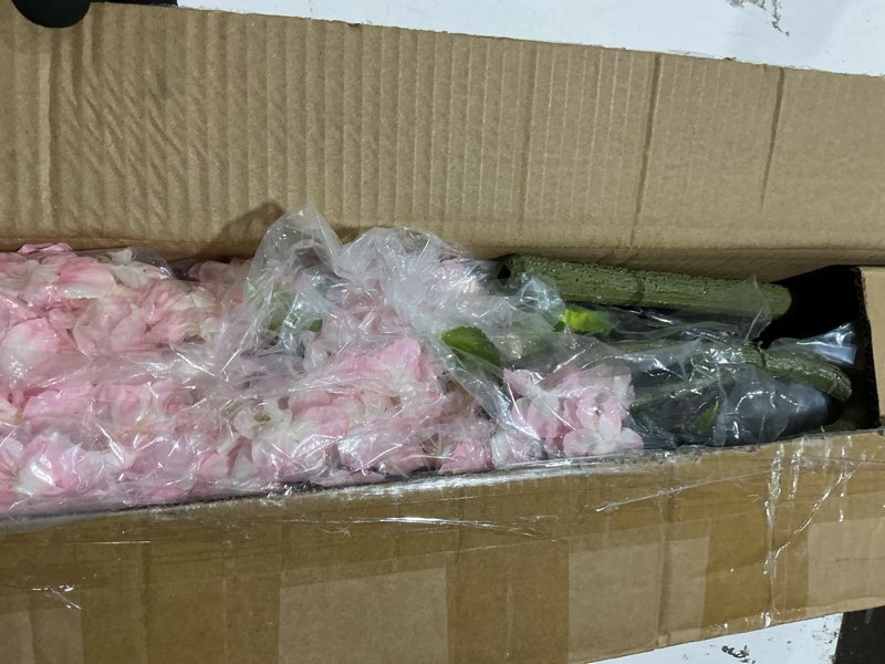 Condition photo showing Good Condition for yunlly 2 pcs artificial cherry blossom tree 4 ft faux outdoor plant flowers with spike realistic uv resistance fake floral blooming bush for indoor outdoor front door porch garden wedding decor