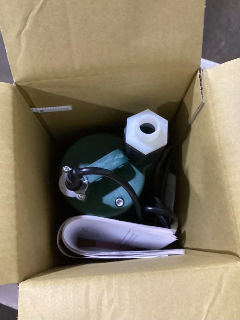 Condition photo showing Good Condition for zoeller 1/3 hp 2100 gph thermoplastic electronic switch bottom ac submersible utility pump