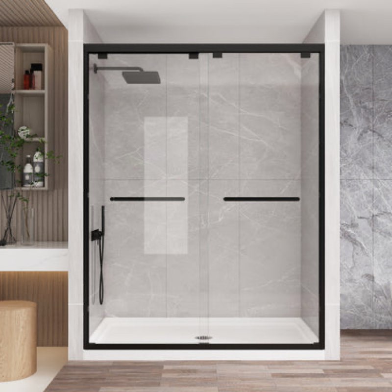 KPUY S0102 Glass Shower Door, 56-60" W x 76" H Semi-Frameless