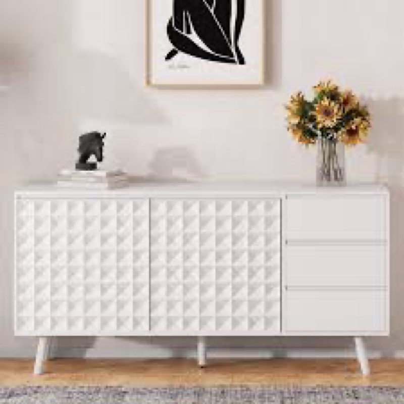 54.5" Wide 4-door Buffet Cabinet - Extra Large Storage Sideboard With Adjustable Shelves, Buffet Cabinet With Storage Coffee Bar Cabinet For Kitchen, Dining Room, Entryway