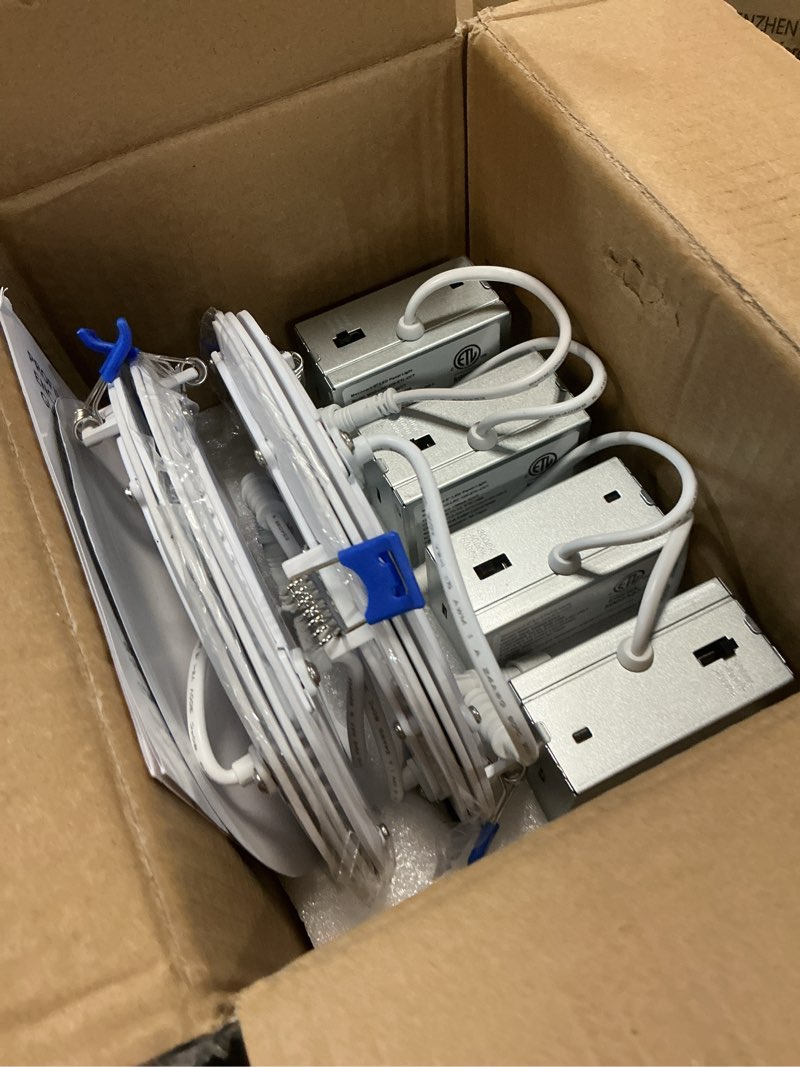 Condition photo showing Good Condition for meconard 4 pack 6 inch ultra-thin led recessed ceiling light, 3000k/4000k/5000k selectable, dimmable 12w=110w, 1050lm, ic rated can-killer downlights with junction box, etl and energy star listed 5000k/4000k/3000k - 3cct white 6 inch