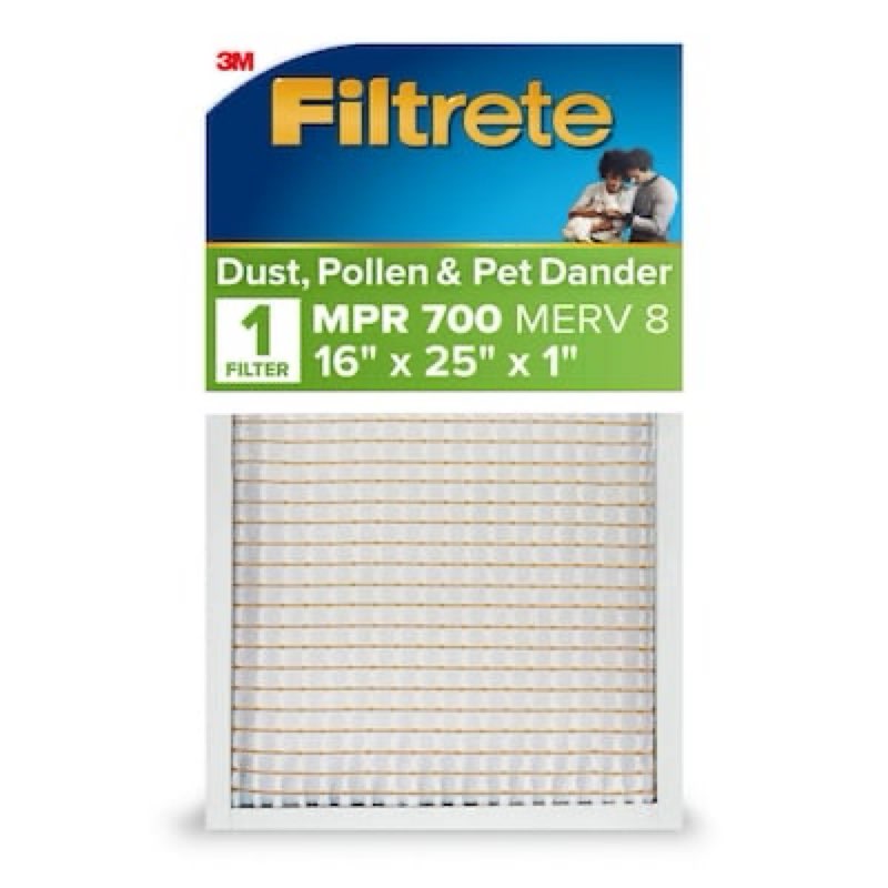 filtrete 16 x 25 x 1 merv 8 700 mpr dust, pollen, and pet dander reduction electrostatic air filter