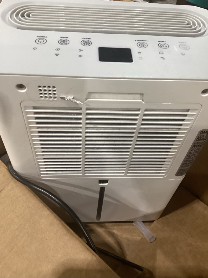 Condition photo showing Good Condition for used (as is) 34 pints dehumidifiers for home with 6.56ft drain hose, 2441 sq.ft quite & energy efficient dehumidifier for basement bedroom bathroom with auto shut off,2.5 l water tank,smart humidity control 2441 sq.ft white 03ce
