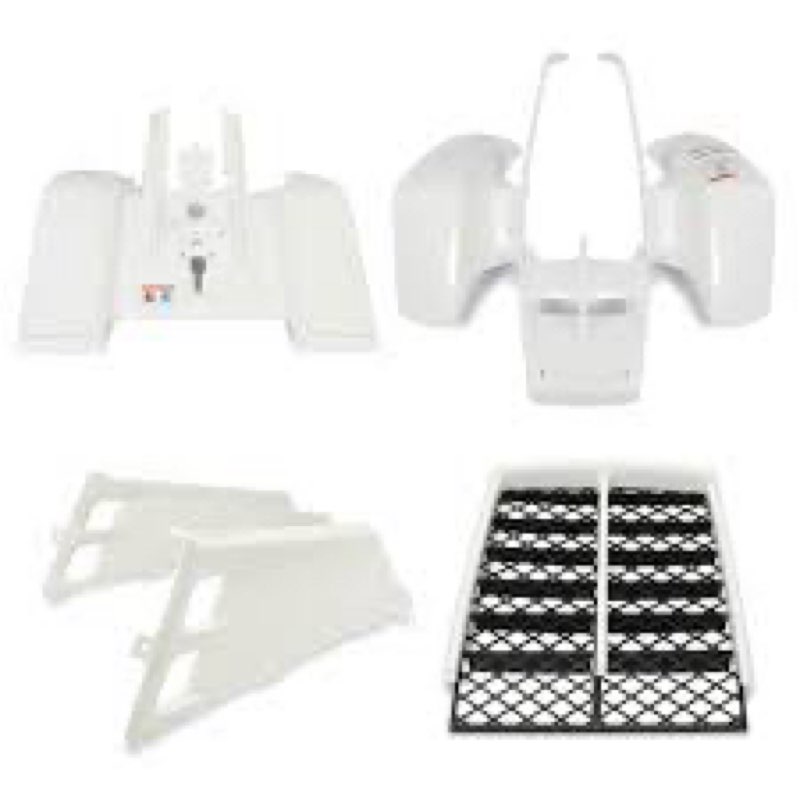 HECASA White Fuel Tank Side Cover + Radiator Cover + White Grille + Front and Rear Fenders Compatible with Yamaha Banshee 350 YFZ350 1987-2006 2 Packs