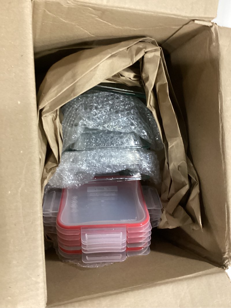 Condition photo showing Good Condition for Pyrex Freshlock (5-Pack, 4 Cup) Glass Food Storage Containers Set, Airtight & Leakproof Locking Lids BPA-Free, Meal Prep Containers Set, Freezer Dishwasher Microwave Safe 5 Pack (4-Cup)