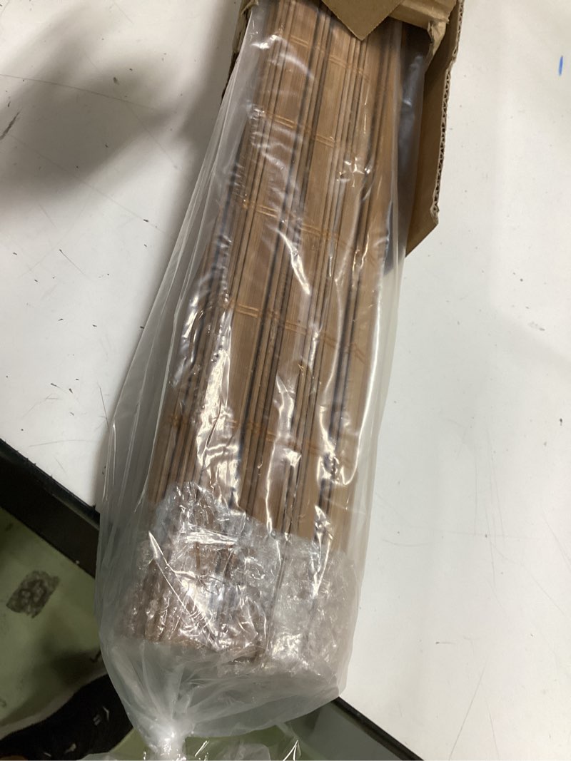 Condition photo showing Good Condition for lazblinds cordless bamboo roman shades, light filtering window treatment, roll up bamboo blinds for windows, 34'' w x 60'' h light filtering - squirrel 34'' w x 60'' h