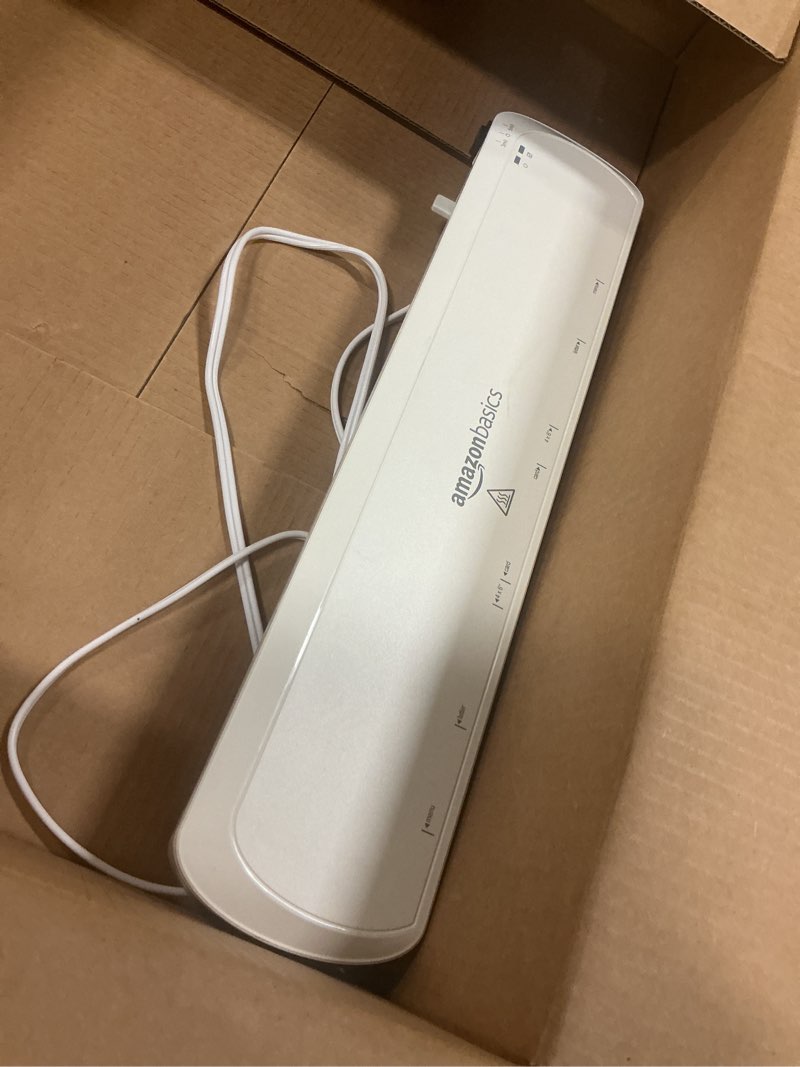 Condition photo showing As Is for Amazon Basics 12-Inch Thermal Laminator Machine, Easy to Use for Home Office or School, 12-Inch, White