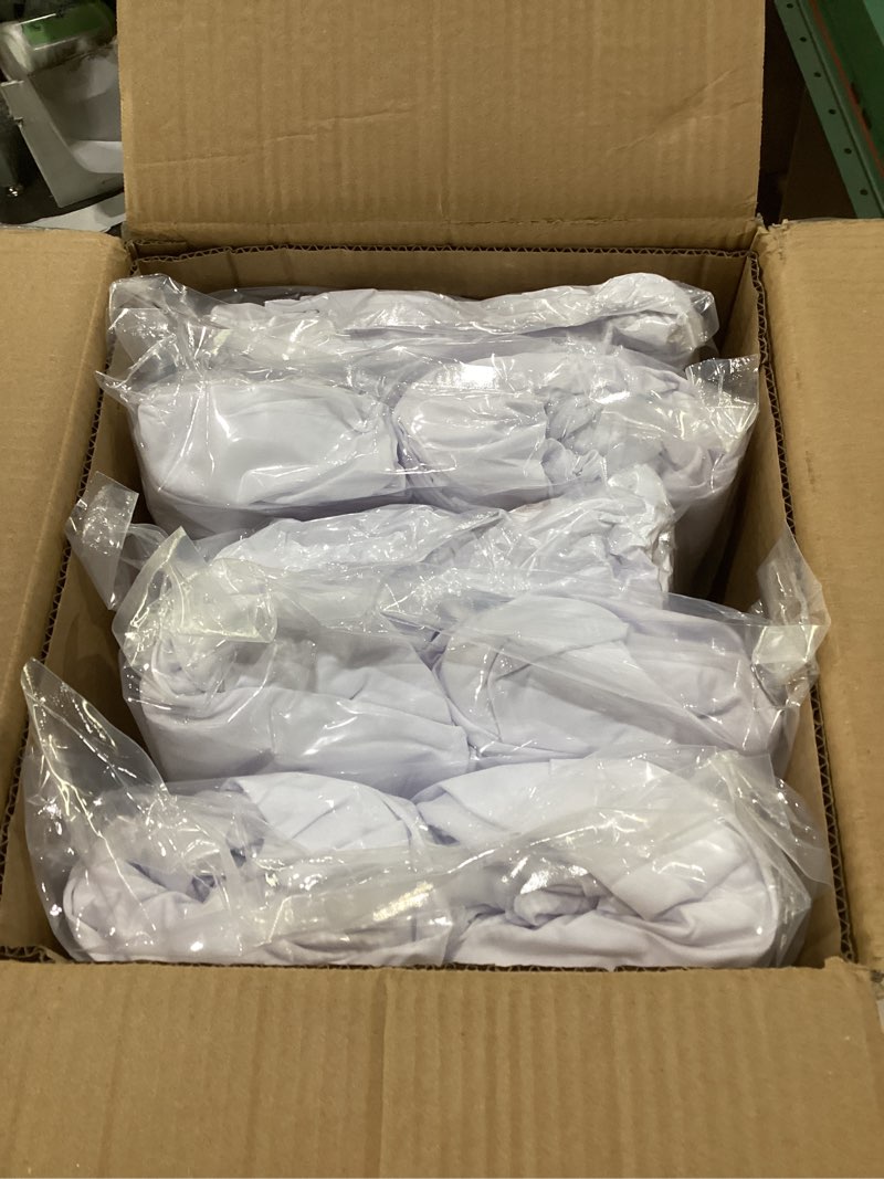 Condition photo showing As Is for vevor pcs white folding chair covers - ideal for weddings, parties, dining, and banquets - universal, washable slipcovers for folding chairs - elegant event décor  white-c, similar to stock photo