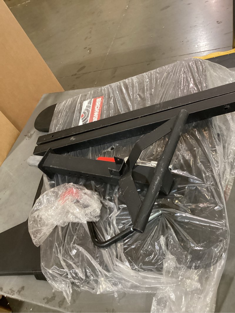 Condition photo showing As Is for birchwood casey swivel action shooting bench with thick padded seat, extended arm rests, padded vinyl cover, gear pouches & adjustable coated gun-rest