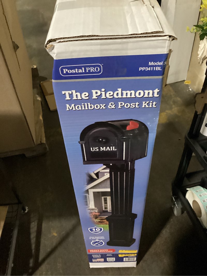 Condition photo showing As Is for possibly incomplete ..postal pro piedmont 4 x 4 black polymer mailbox post