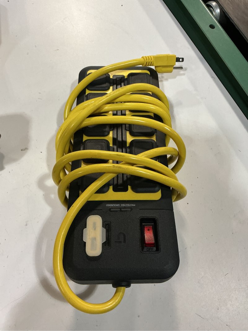 Condition photo showing As Is for utilitech 10-ft 10-outlet 4500 joules 1875-watt 1875va multiple colors/finishes indoor usb and ac surge protector