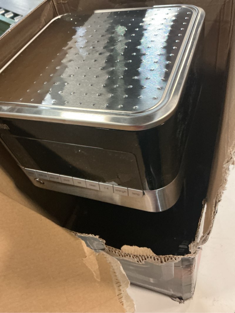 Condition photo showing As Is for braun brewsense 12 cup drip coffee maker - pause & pour mid brew, coffee machine with 24-hour timer & clock, bold & regular strength, 1-4 cup functions, self clean, auto shutoff, stainless steel silver