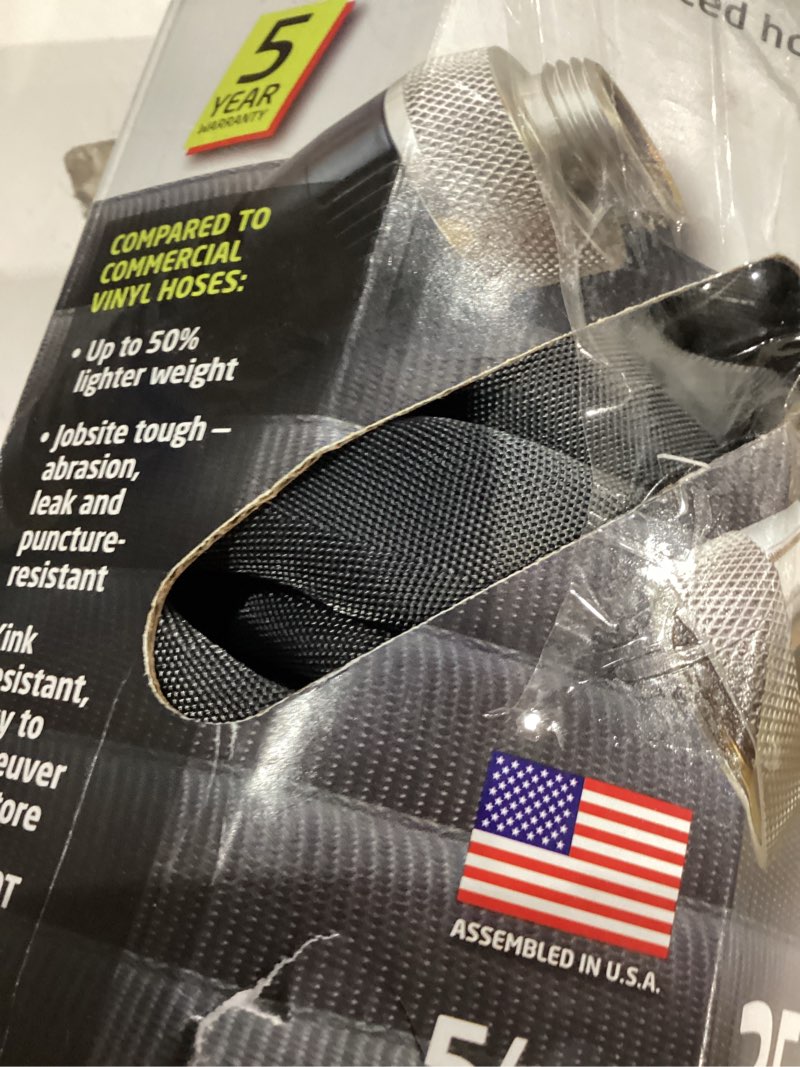 Condition photo showing As Is for zero-g teknor apex 5/8-in x 25-ft premium-duty kink free woven gray hose