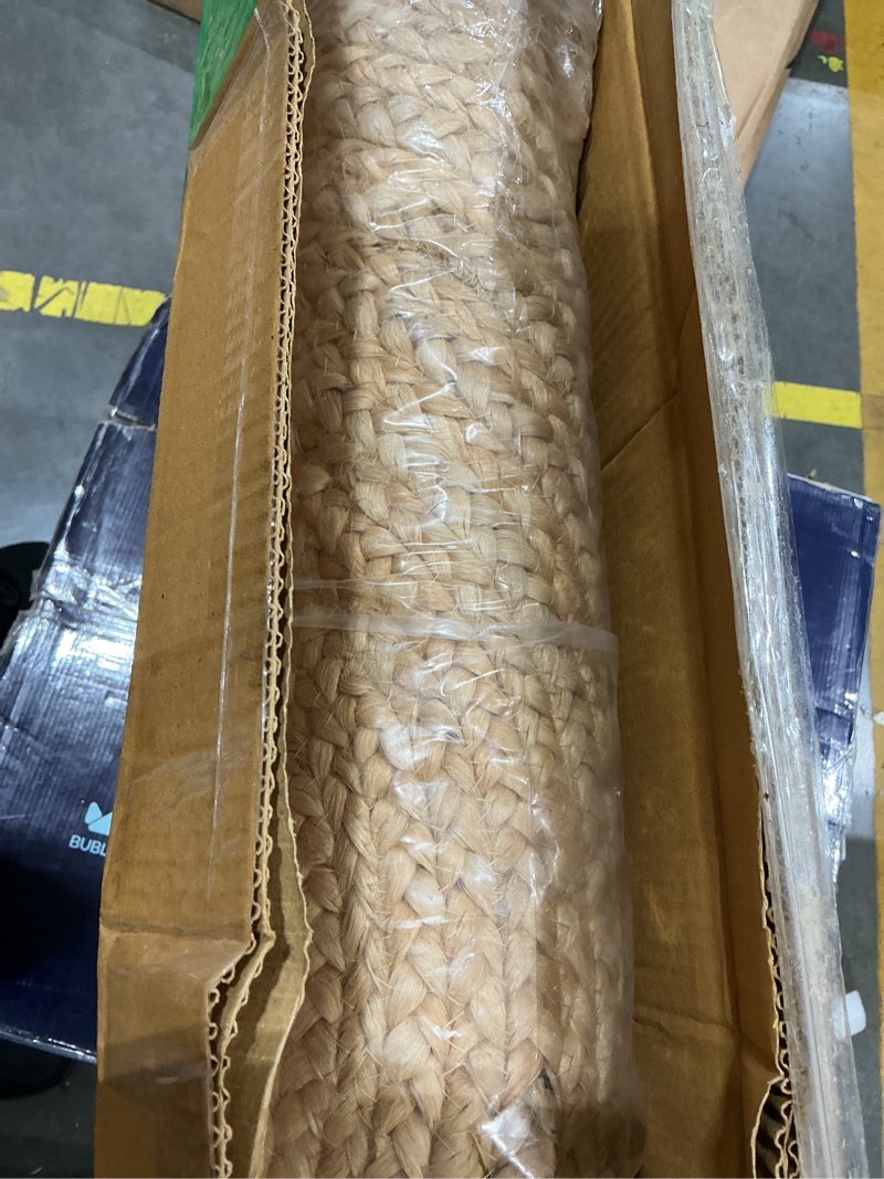 Condition photo showing Good Condition for frelish decor handwoven jute area rug - 6x9 feet natural yarn - rustic vintage beige braided reversible rectangular rugs for bedroom - kitchen - living room - farmhouse (6' x 9') natural 6' x 9' (rectangular)