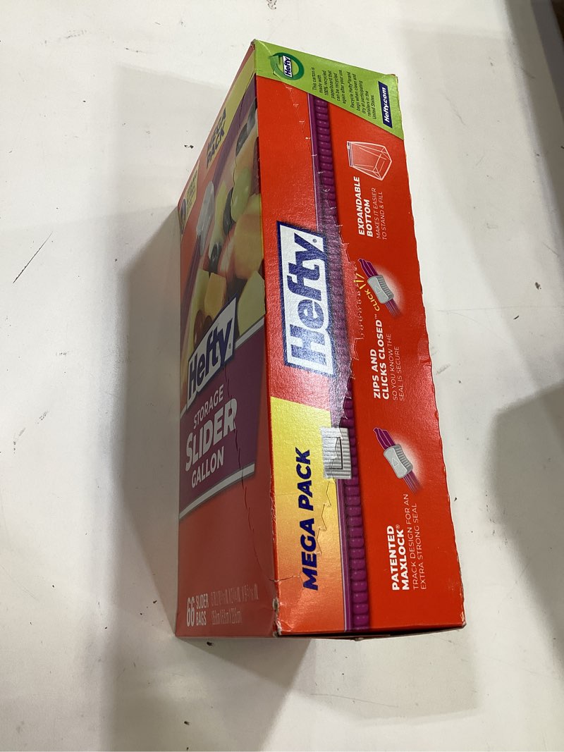 Condition photo showing New/Like New for hefty slider storage bags, gallon size, 66 count