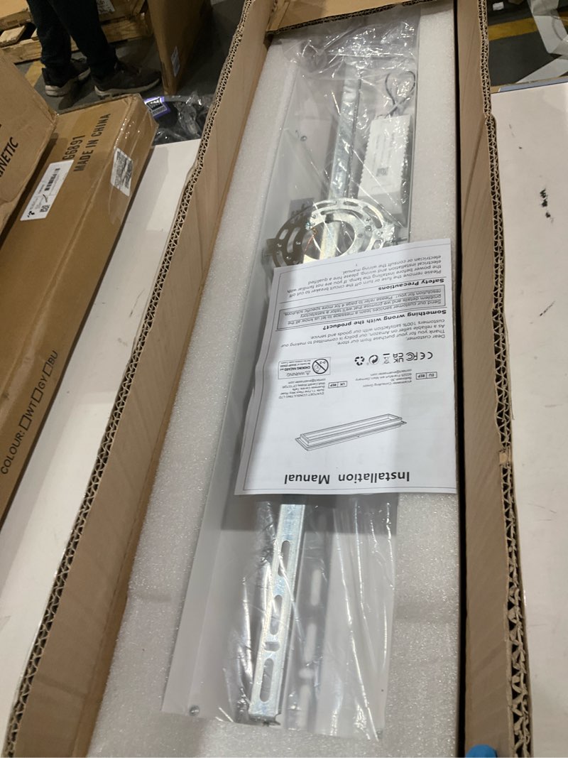 Condition photo showing Good Condition for Dimmable Led Ceiling Light with Remote Control 31.5in Modern Linear Flush Mount Ceiling Lighting Fixture Acrylic Long Ceiling Lamp for Living Room Kitchen Dining Room Hallway (Gold)