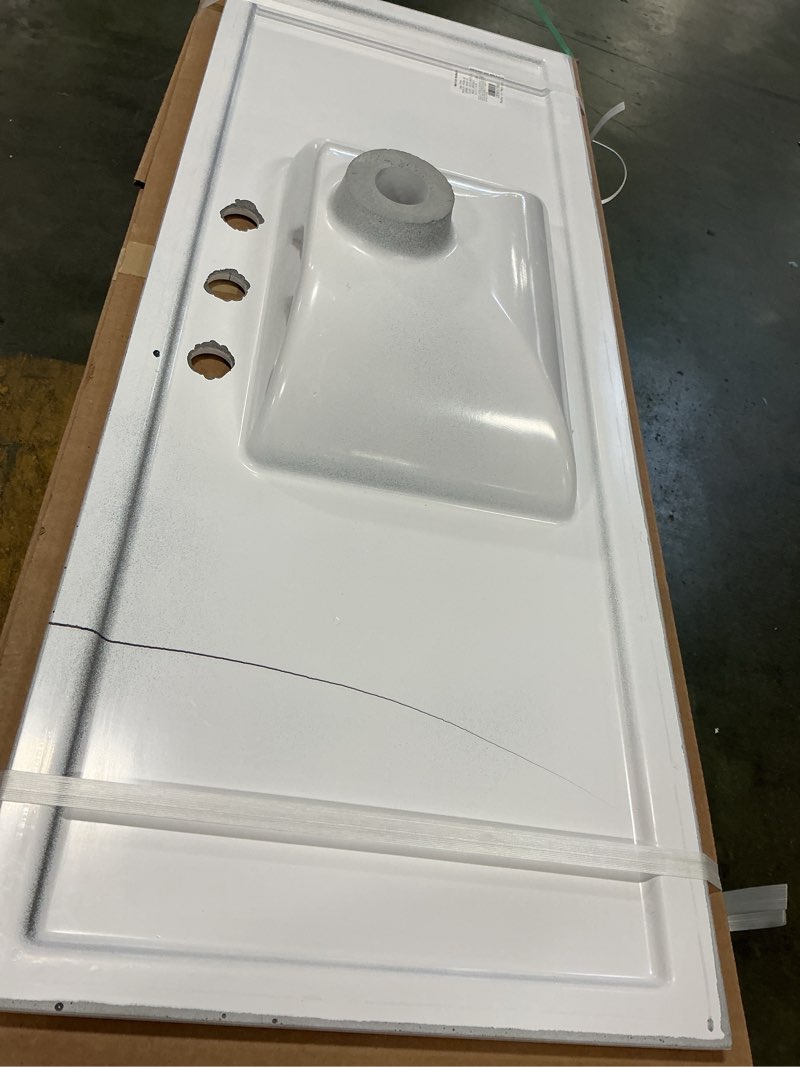 Condition photo showing As Is for Style Selections Kirkman 48-in True White Single Sink Bathroom Vanity with White Culture
