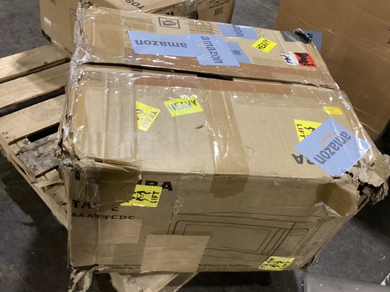 Condition photo showing As Is for Toshiba ML-EM62P(SS) Large Countertop Microwave with Smart Sensor, 6 Menus, Auto Defrost, ECO Mode, Mute Option & 16.5" Position Memory Turntable, 2.2 Cu Ft, 1200W, Stainless Steel Sensor-2.2 Cu.Ft.