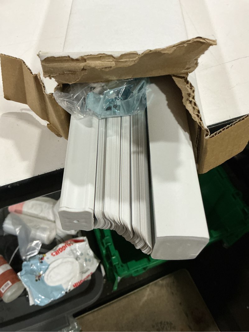 Condition photo showing As Is for project source light filtering 1-in slat width 47-in x 64-in cordless white vinyl light filtering mini-blinds