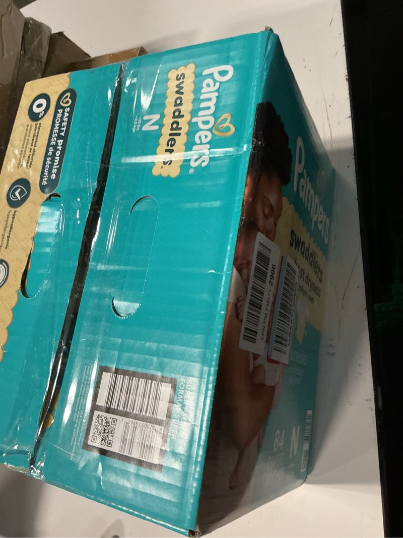 Condition photo showing New/Like New for pampers swaddlers diapers, size 0 (up to 10 lbs), 84 count, absorbent, keeps baby dry and comfortable, skin safe disposable baby diaper (packaging may vary) newborn 84