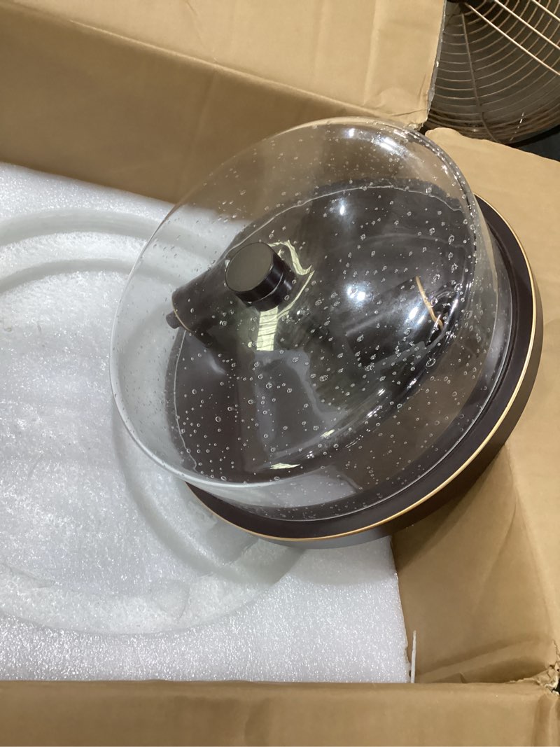 Condition photo showing As Is for flush mount ceiling light fixtures, 2-light oil rubbed bronze ceiling mount for farmhouse with seeded glass lampshade, industrial flush mount light fixture for hallway, kitchen, entryway and foyer oil-rubbed bronze