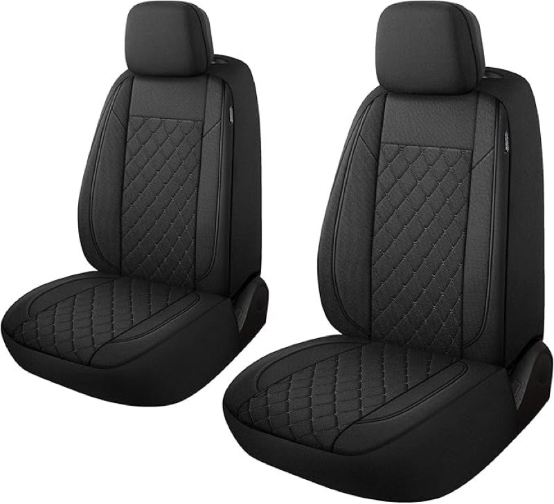 YGL Breathble Car Seat Covers Front Set,Washable Seat Covers for Cars,Premium Cloth Car Seat Protectors,Interior Covers for Cars,Sedan Van Truck SUV(Black/Gray)