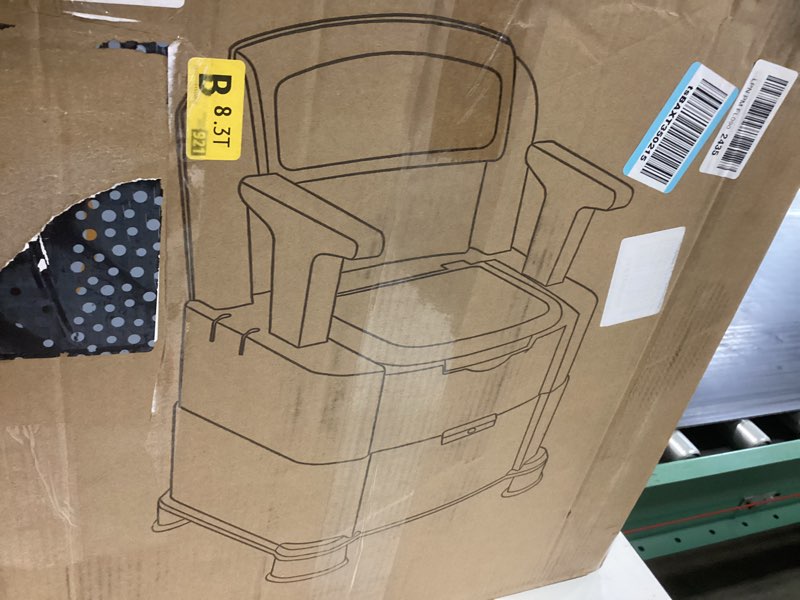 Condition photo showing New/Like New for bedside commode, portable toilet for adults, commode chair for toilet with arms, height adjustable, 2 toilets and induction night light, potty chair for elderly and disabled white & green