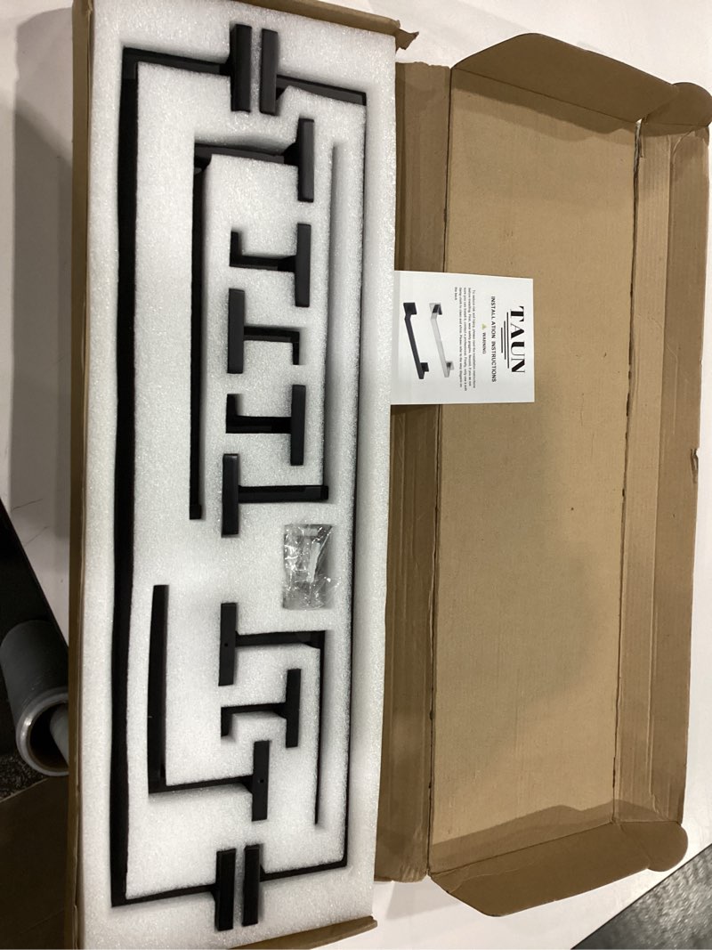 Condition photo showing New/Like New for Bathroom Hardware Set 10 Piece Matte Black Bathroom Accessories Set SUS304 Towel Bar Set Includes 2 Towel Bar 24 Inch+2 Towel Holder+2 Toilet Paper Holder+4 Towel Hooks (10, Matte Black) 24 Inch Matte Black 10