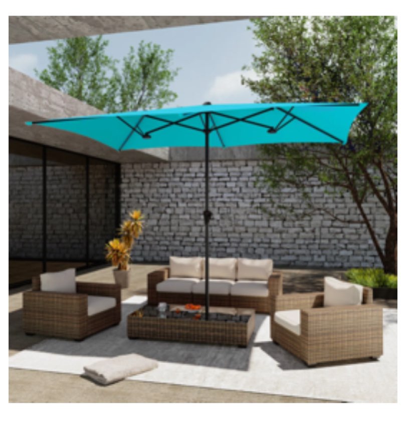 Patio Table Double-Sided Umbrellas with UV-Resistant Canopy and Crank