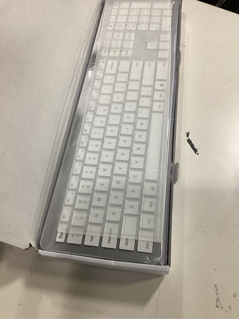 Condition photo showing Good Condition for seenda wireless keyboard and mouse combo, rechargeable quiet keyboard mouse, sleek and ultra thin design, full-size with number pad for windows, laptop, pc, notebook, desktop- silver and white white and silver