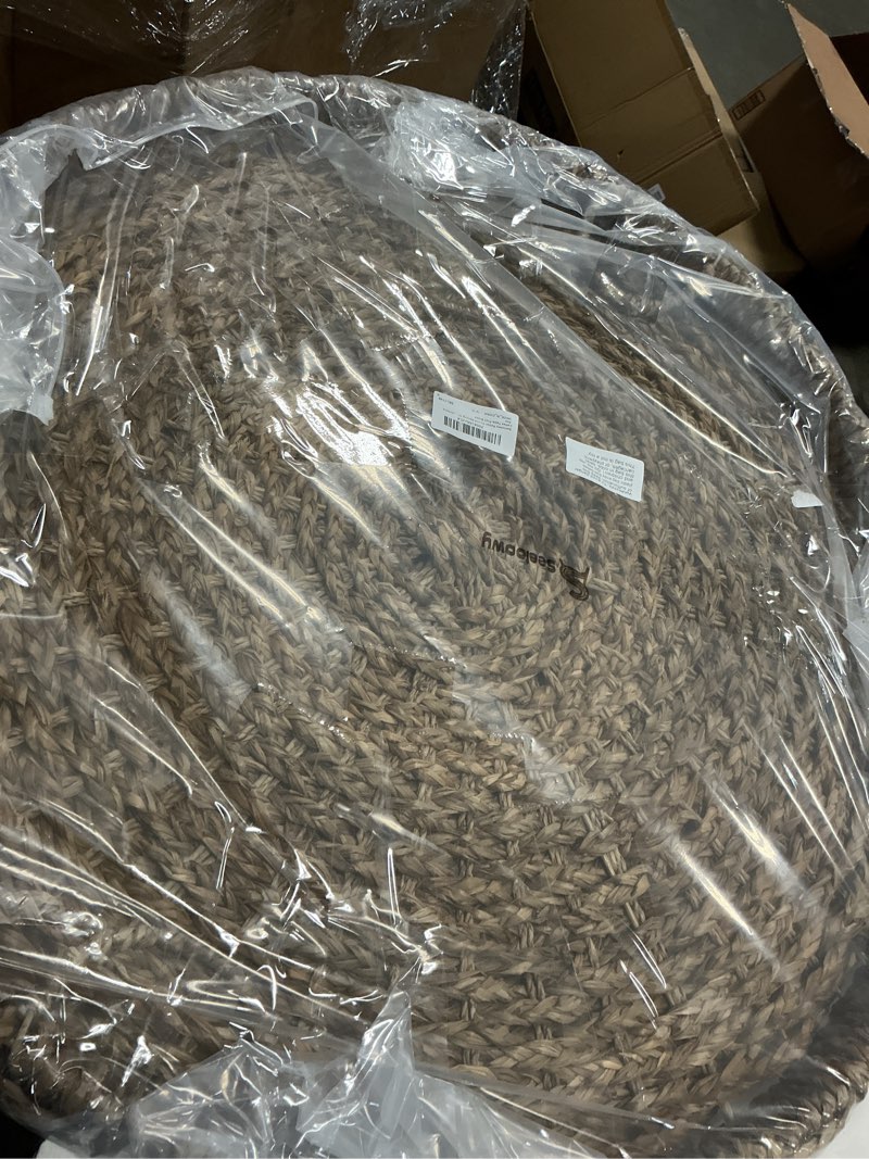 Condition photo showing Good Condition for Rattan Round Serving Tray with Handles 27.6 Inches Round Braided Bankuan Basket with Handles for Decorative Coffee Table Fruit Bread