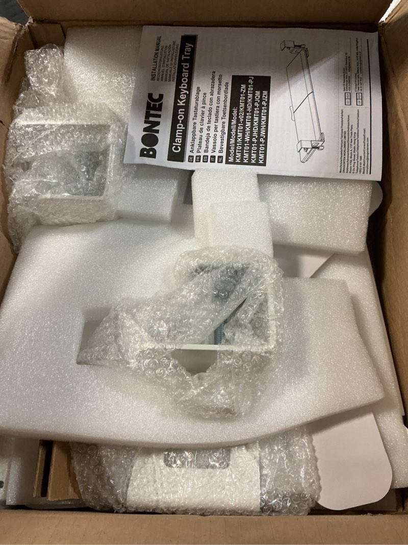 Condition photo showing New/Like New for bontec kmt01 under desk keyboard tray, pull-out keyboard & mouse platform with c-clamp, 25.6 x 11.8 in space-saving ergonomic slide-out drawer, white 25.6" x 11.8" white
