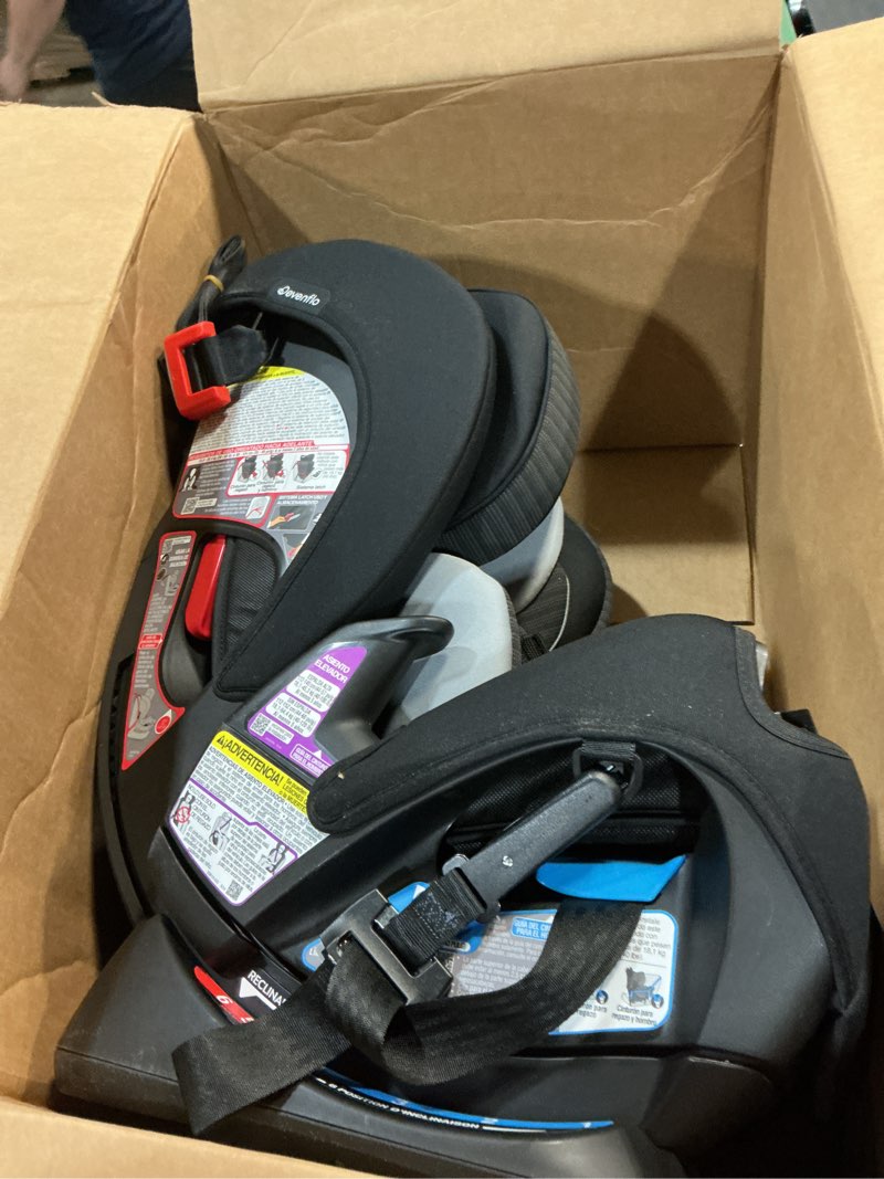 Condition photo showing New/Like New for evenflo all4stages slim 4-in-1 convertible car seat (tybee black)