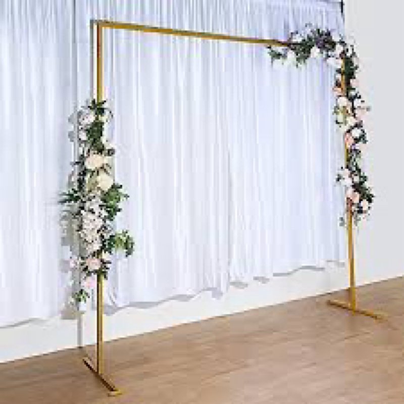 COCOPHIE C 8x8 FT Square Wedding Arch Stand - Heavy-Duty Metal Backdrop Frame for Ceremony, Photo Bo