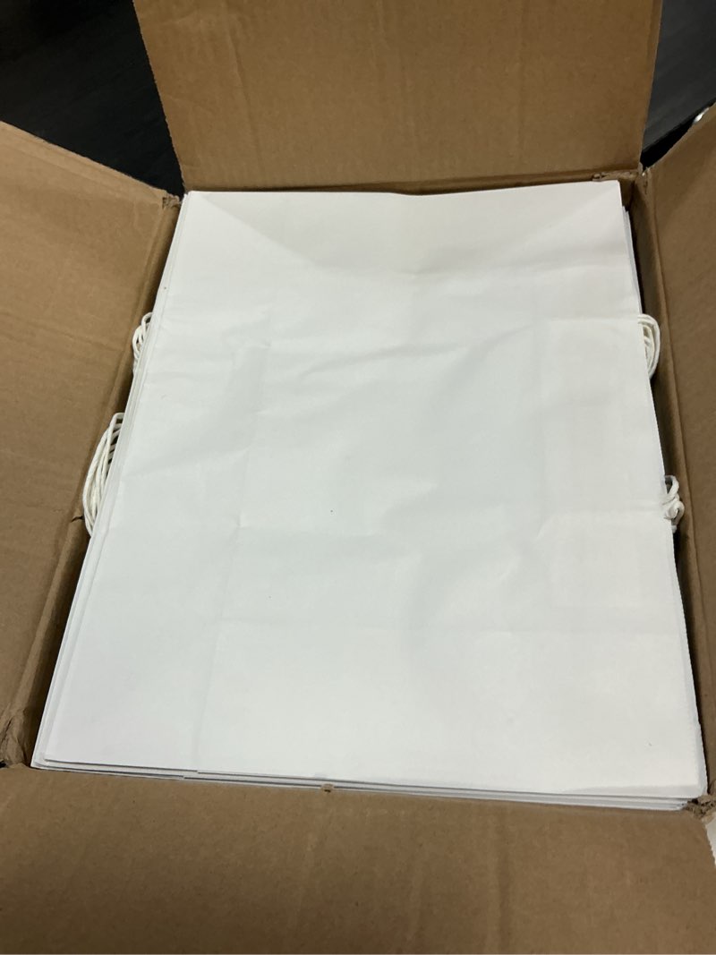 Condition photo showing New/Like New for mesha 16x6x12'' white kraft paper bags with handles,50 pack large gift bags bulk bulk reusable for business,retail,birthday,wedding,party,favor,merchandise,grocery shopping bag white 16x6x12 inch (pack of 50)
