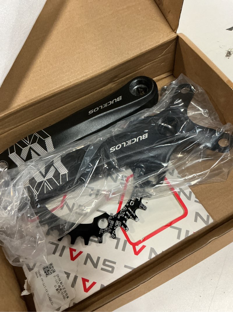 Condition photo showing Good Condition for bucklos mtb mountain bike single speed square taper crankset -170mm cranksets bicycle crank set with 104bcd 32/34/36/38/40/42t round/oval chainring fit for ebike/commuter bike black 32t-oval